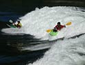 Kayakers at world famous Skookumchuck Reverse Tidal Waters